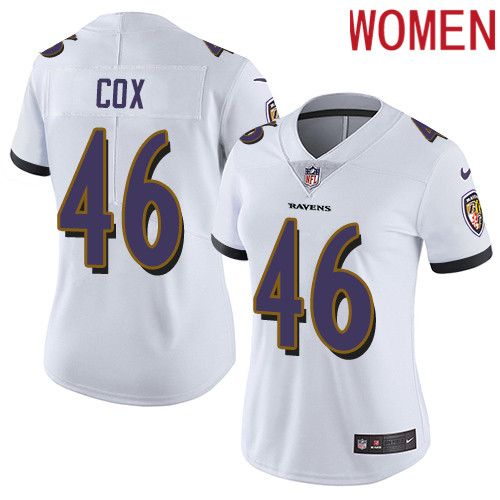 2019 Women Baltimore Ravens #46 Cox white Nike Vapor Untouchable Limited NFL Jersey